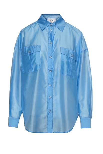 Semi-sheer shirt with pockets