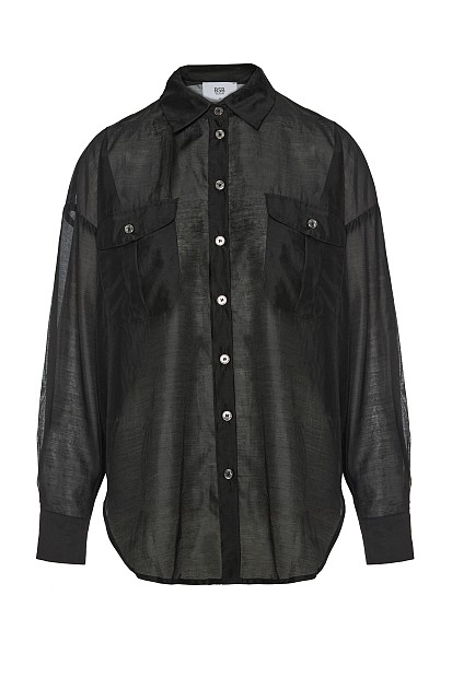 Semi-sheer shirt with pockets