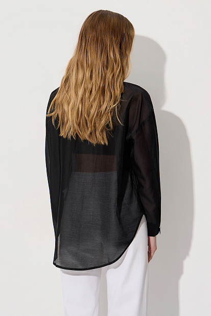 Semi-sheer shirt with pockets