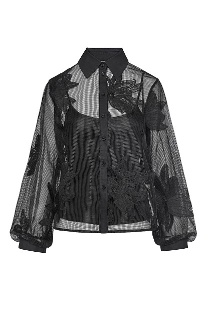 Semi-sheer embroidered shirt