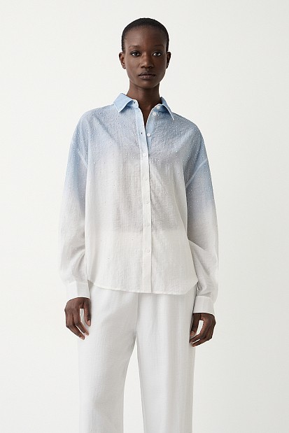 Degrade shirt with rhinestones