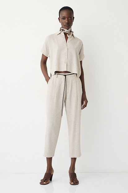Shortsleeve shirt with linen touch
