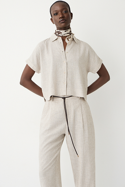 Shortsleeve shirt with linen touch