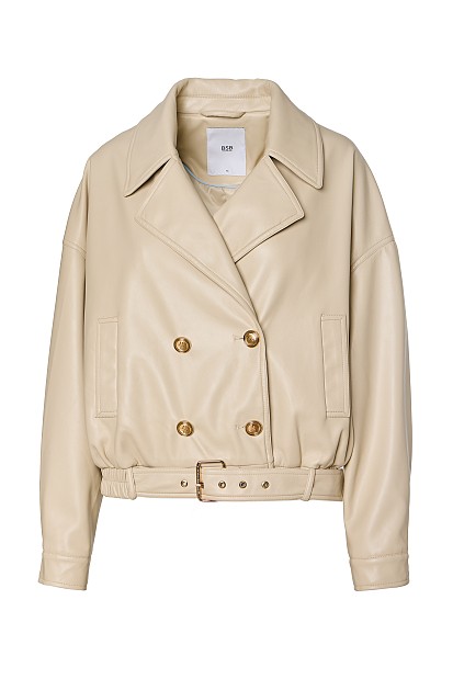 Leather look jacket with belt