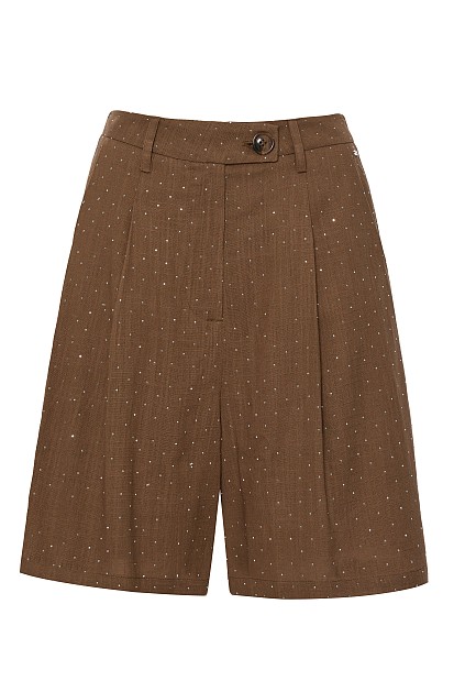 Shorts all over rhinestones with pleats
