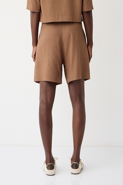 Shorts all over rhinestones with pleats