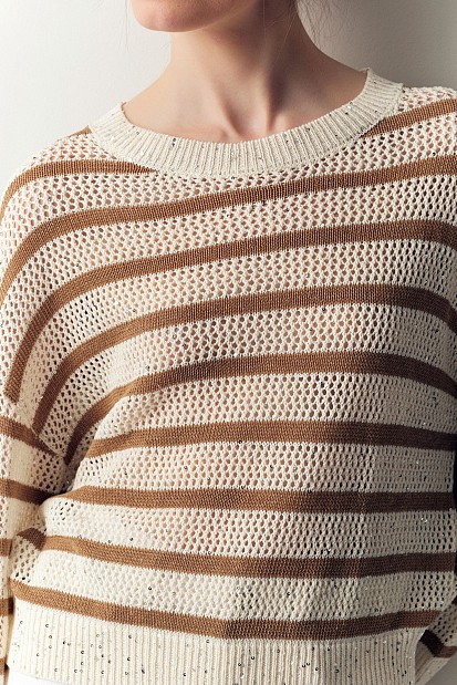Striped sweater with sequined details
