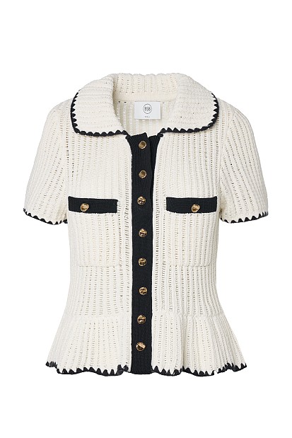 Crochet cutwork cardigan with jewel buttons