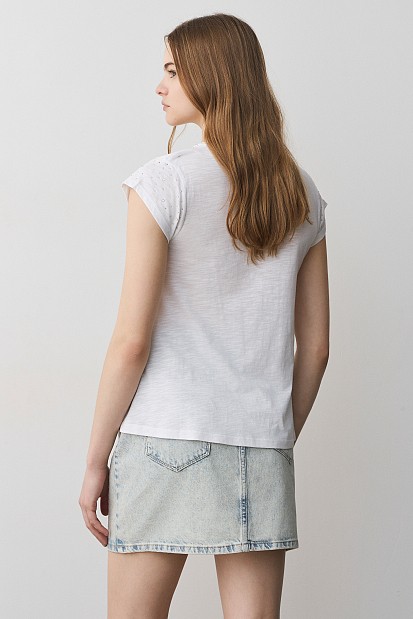 V-neck t-shirt με στρας