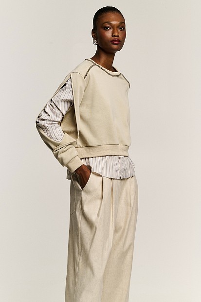 Sweatshirt in fabric combination