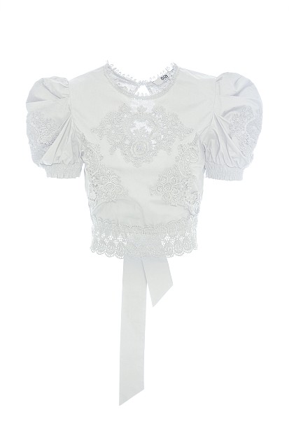 Blusa encaje hombros abullonados