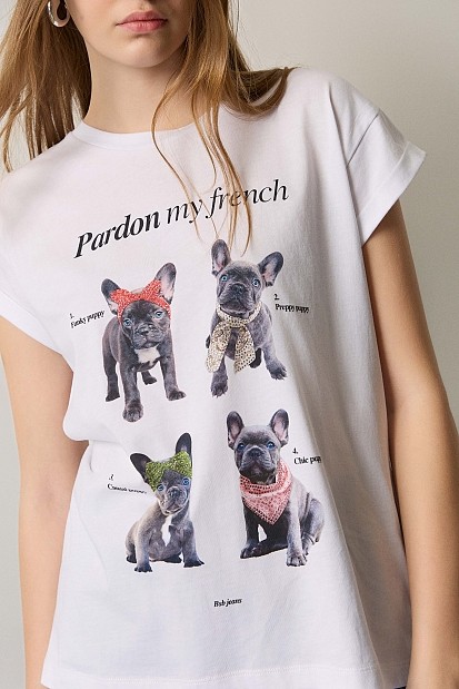 T-shirt με τύπωμα και στρας