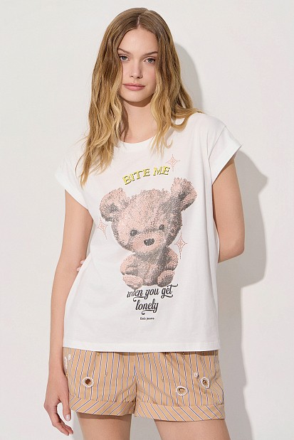 T-shirt με τύπωμα και στρας