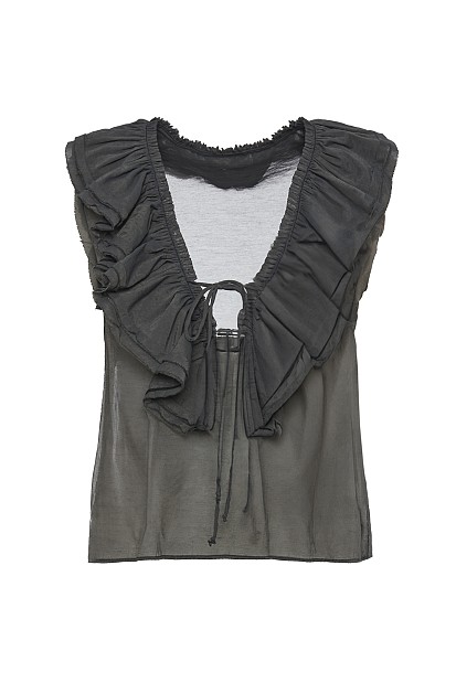 Sleeveless blouse with ruffles