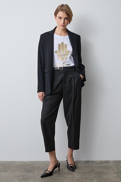 T-shirt with hand print and rhinestones
