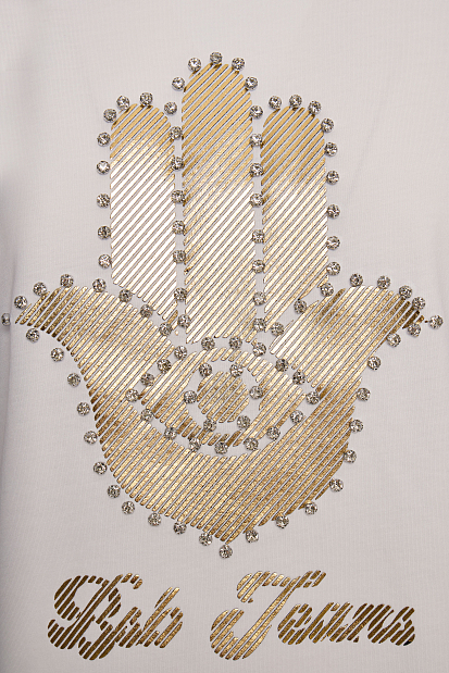 T-shirt with hand print and rhinestones