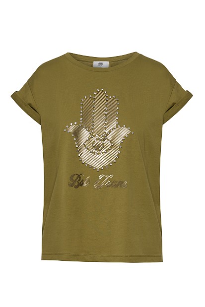 T-shirt με τύπωμα χέρι και στρας