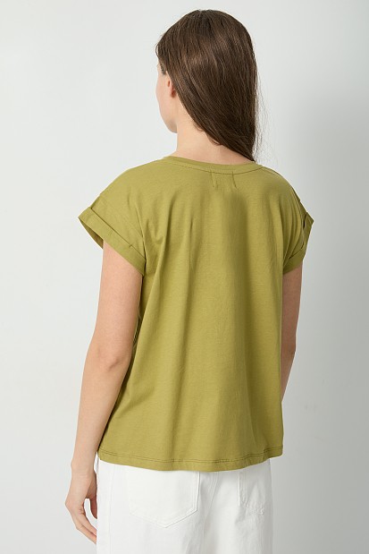 T-shirt με τύπωμα χέρι και στρας