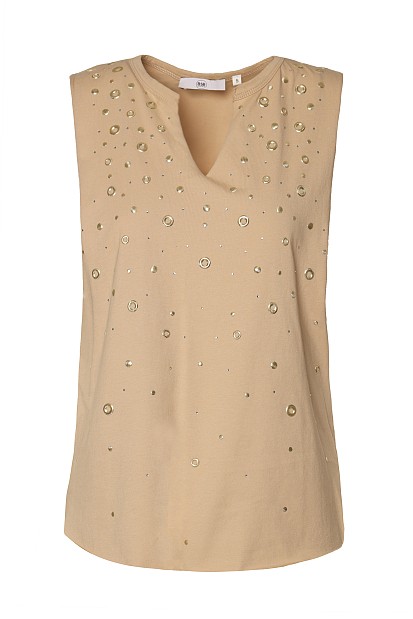 Top sin mangas escote V strass