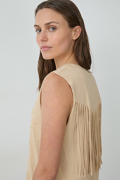 Top sin mangas escote V strass