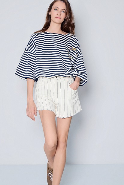 Striped blouse with decorative details