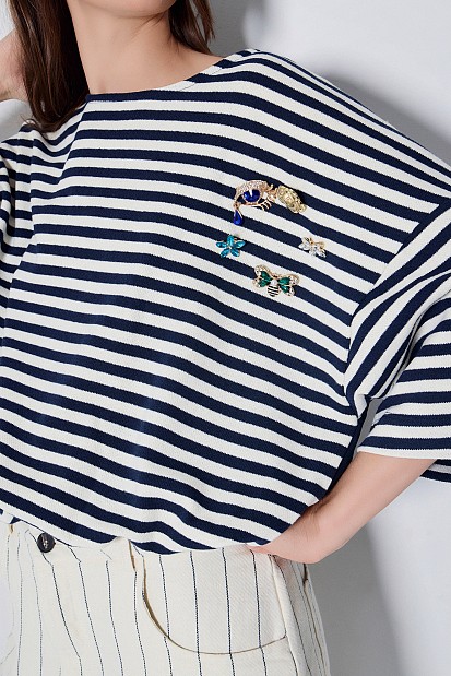 Striped blouse with decorative details