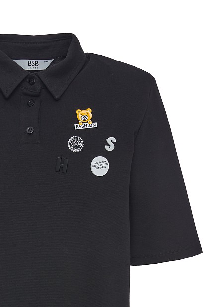 Polo blouse with badges