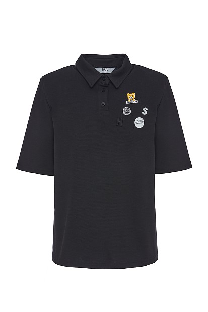 Polo blouse with badges