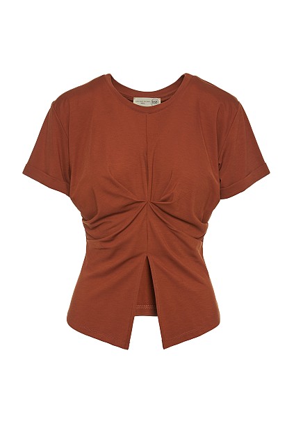 Gathered blouse with short sleeves
