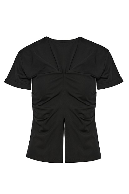Gathered blouse with short sleeves