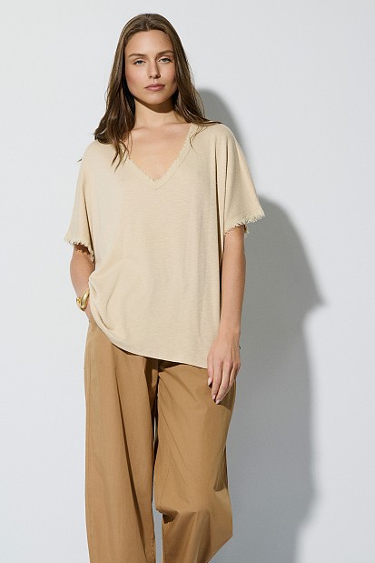 Top oversized cu decolteu în V