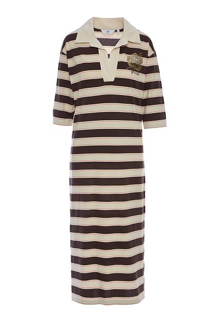 Midi striped dress with collar