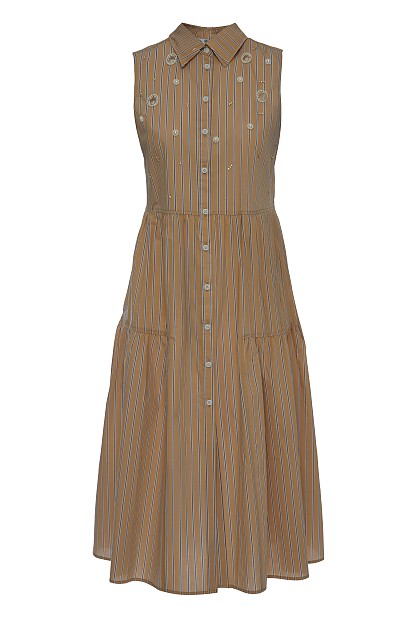 Rochie-cămașă midi fără mâneci cu volane