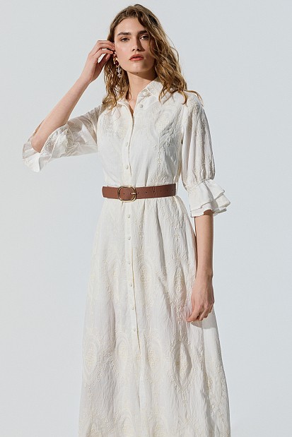 Midi chemise dress with embroidered details