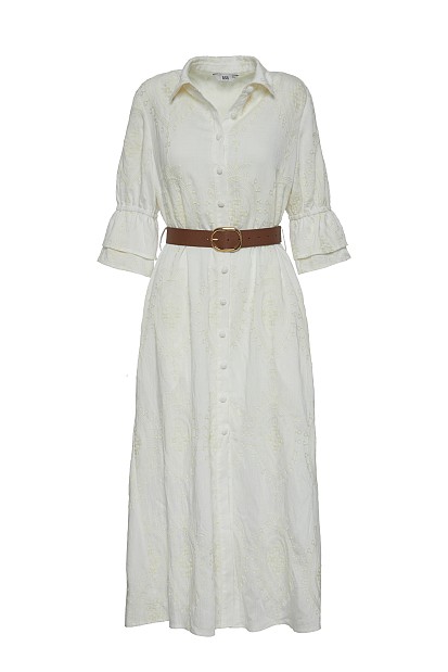 Midi chemise dress with embroidered details