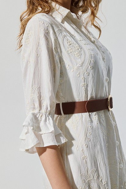 Midi chemise dress with embroidered details