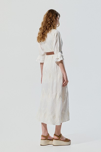 Midi chemise dress with embroidered details