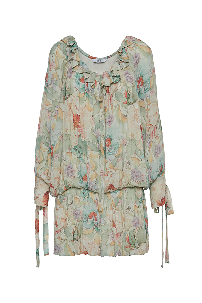 Rochie scurtă cu print floral și volane