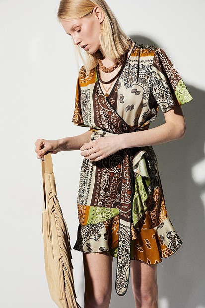 Mini wrap dress with prints