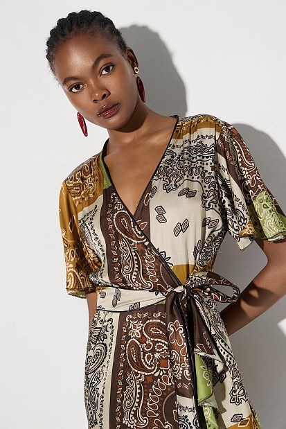 Mini wrap dress with prints