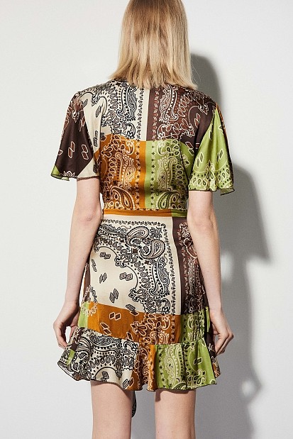 Mini wrap dress with prints