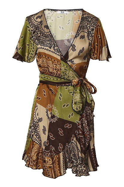 Mini wrap dress with prints