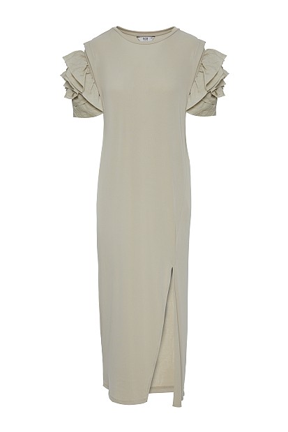 Midi short sleeves dress with ruffles