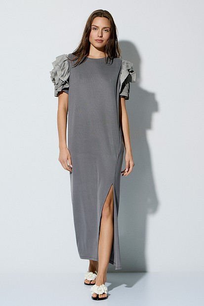 Midi short sleeves dress with ruffles