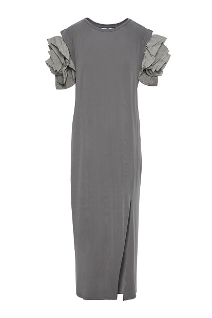 Midi short sleeves dress with ruffles