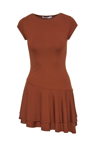 Mini asymmetric dress with ruffles