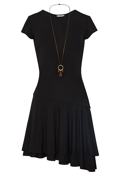 Mini asymmetric dress with ruffles