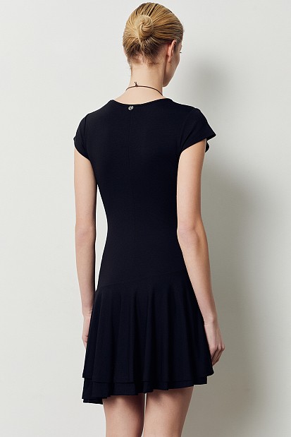 Mini asymmetric dress with ruffles