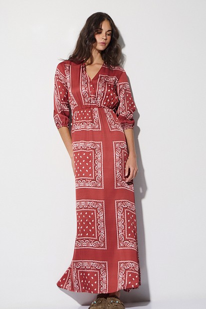 Maxi printed long sleeves dress