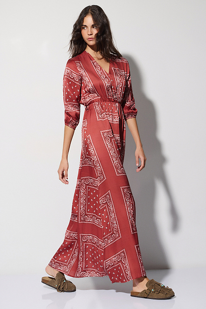 Maxi printed long sleeves dress